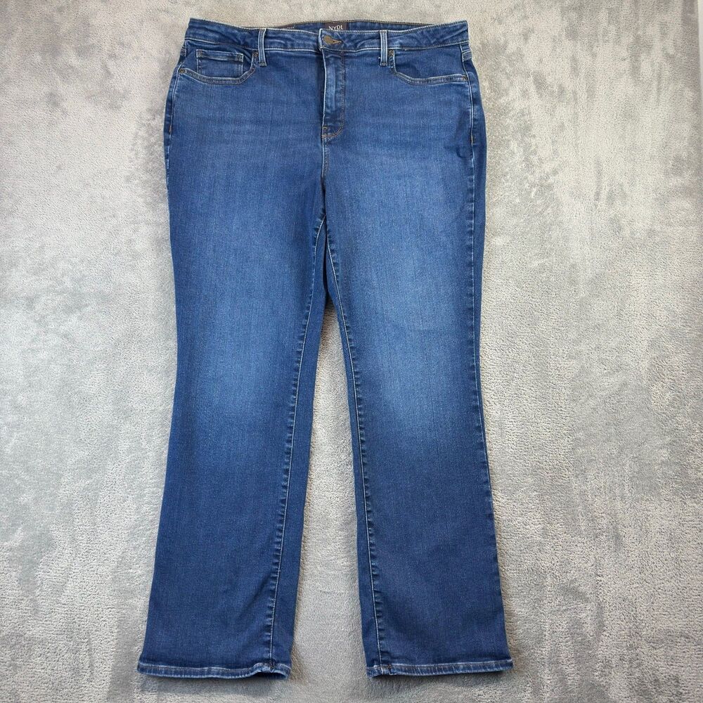 NYDJ Jeans Womens 16W Blue Denim Barbara Bootcut Blue Lift Tuck Medium Wash Cute